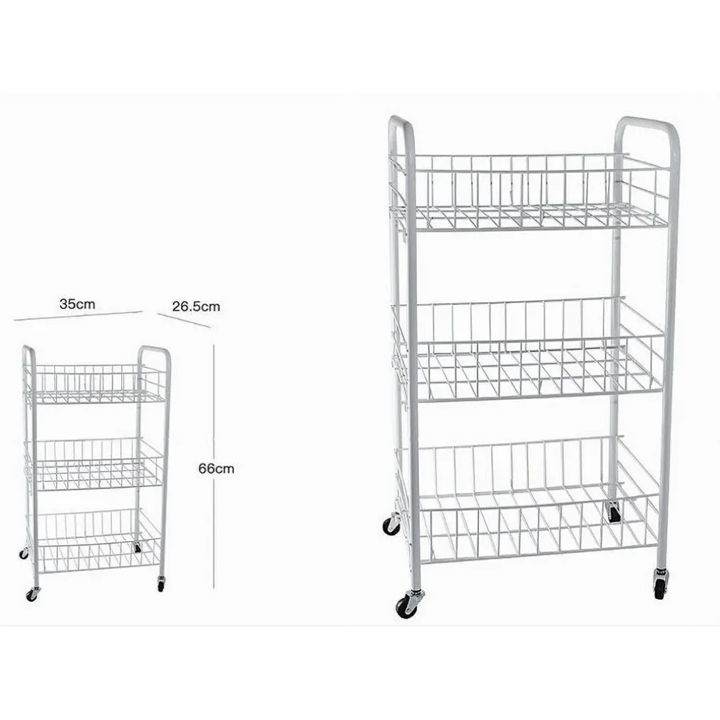 CARRELLO IN METALLO DA BAGNO PORTAOGGETTI 3 RIPIANI PORTA OGGETTI CON RUOTE 52531