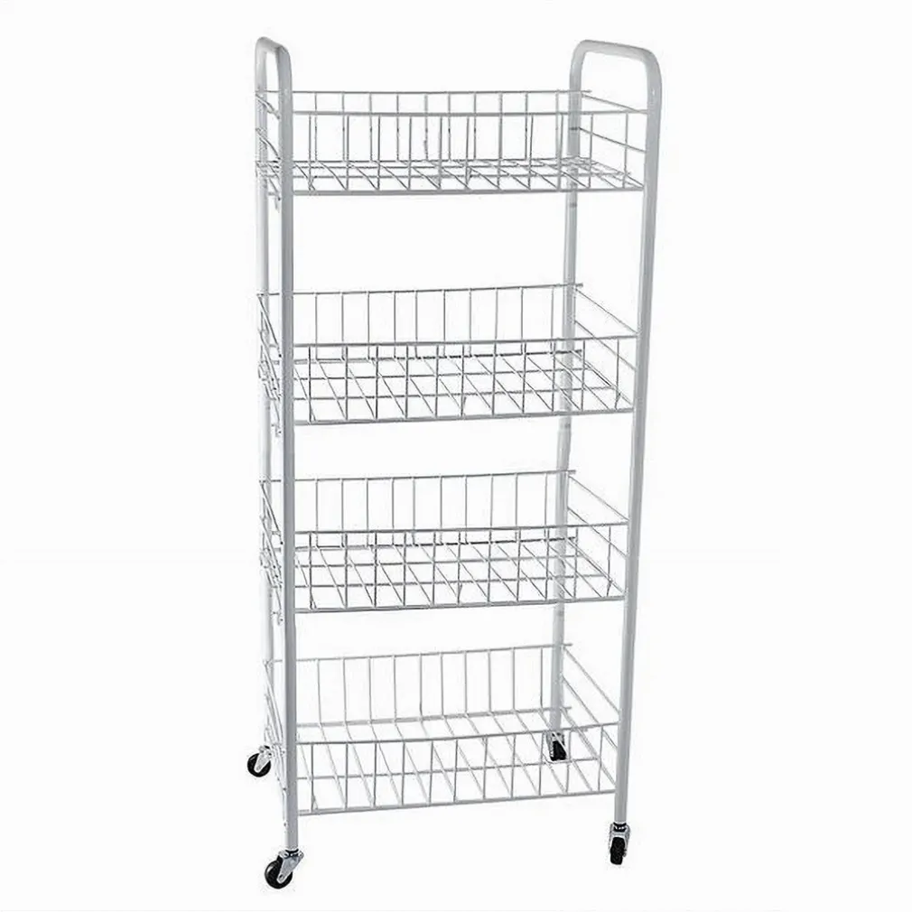 CARRELLO IN METALLO DA BAGNO PORTAOGGETTI 4 RIPIANI PORTA OGGETTI CON RUOTE 52532