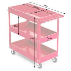 CARRELLO PER ATTREZZI DA OFFICINA PORTAUTENSILI 3 RIPIANI CON 4 RUOTE 89824