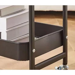CARRELLO PORTAOGGETTI A 3 LIVELLI SCAFFALE MOBILE ORGANIZZATORE SCORREVOLE PIANO IN LEGNO