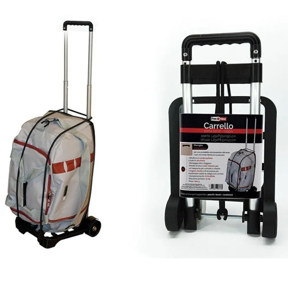 CARRELLO TROLLEY PORTA ZAINO BORSA DA SCUOLA VALIGIA VIAGGI BORSA IN ALLUMINIO