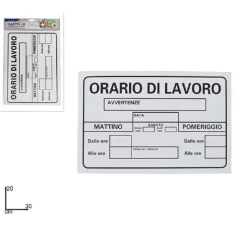 CARTELLO TARGA IN PVC 30 X 20 CM ORARIO DI LAVORO UFFICIO ATTIVITA' SEGNALETICA