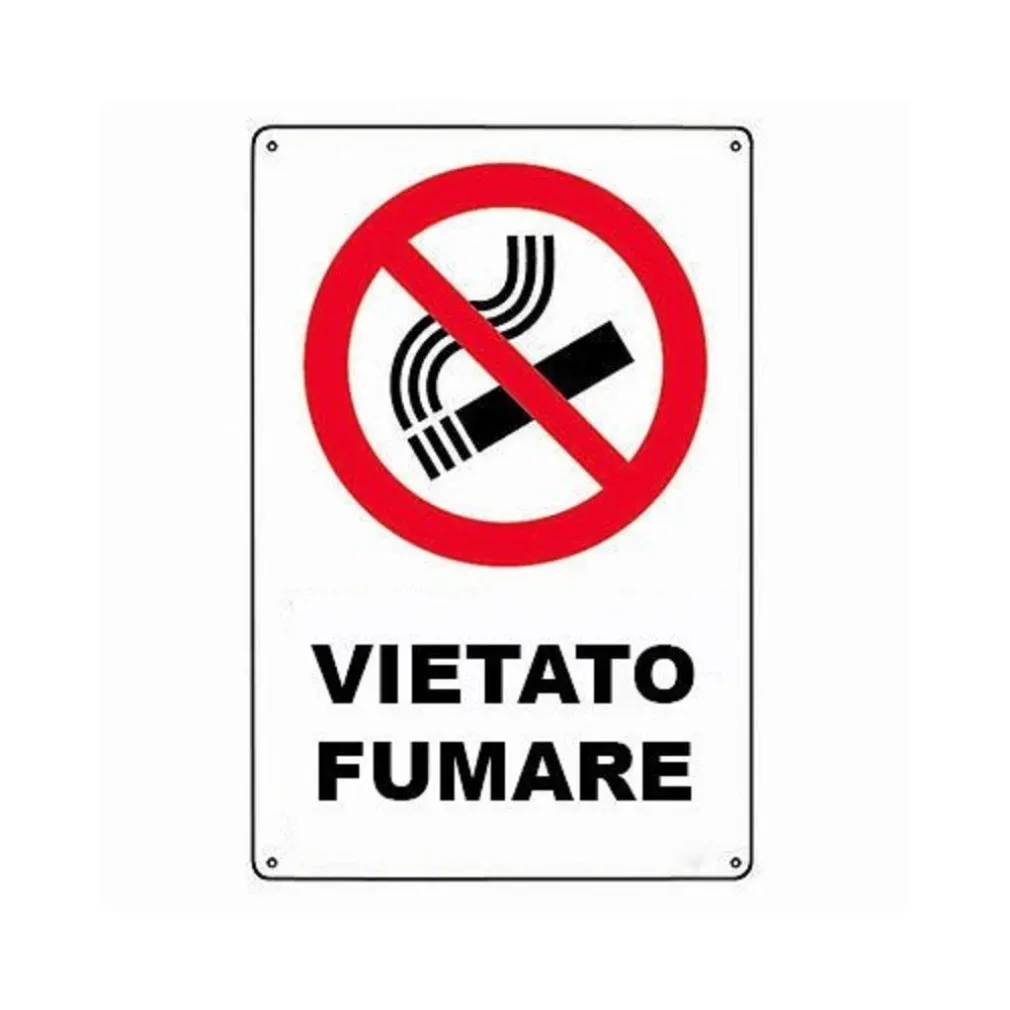 CARTELLO VIETATO FUMARE SEGNALETICA DIREZIONALE SICUREZZA AVVERTIMENTO PLASTIFICATO