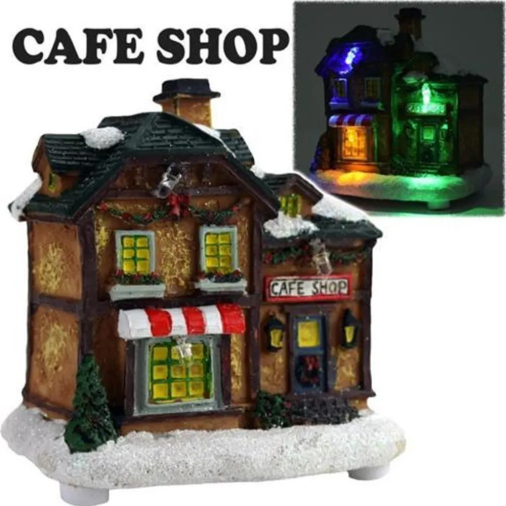 CASA NATALIZIA ILLUMINAZIONE A LED IN POLIRESINA SCENA NATALE MODELLO CASUALE