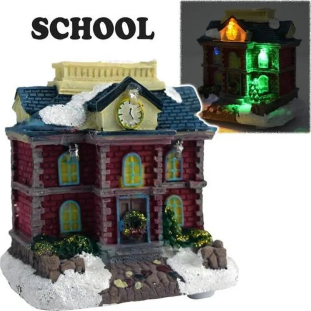 CASA NATALIZIA ILLUMINAZIONE A LED IN POLIRESINA SCENA NATALE MODELLO CASUALE