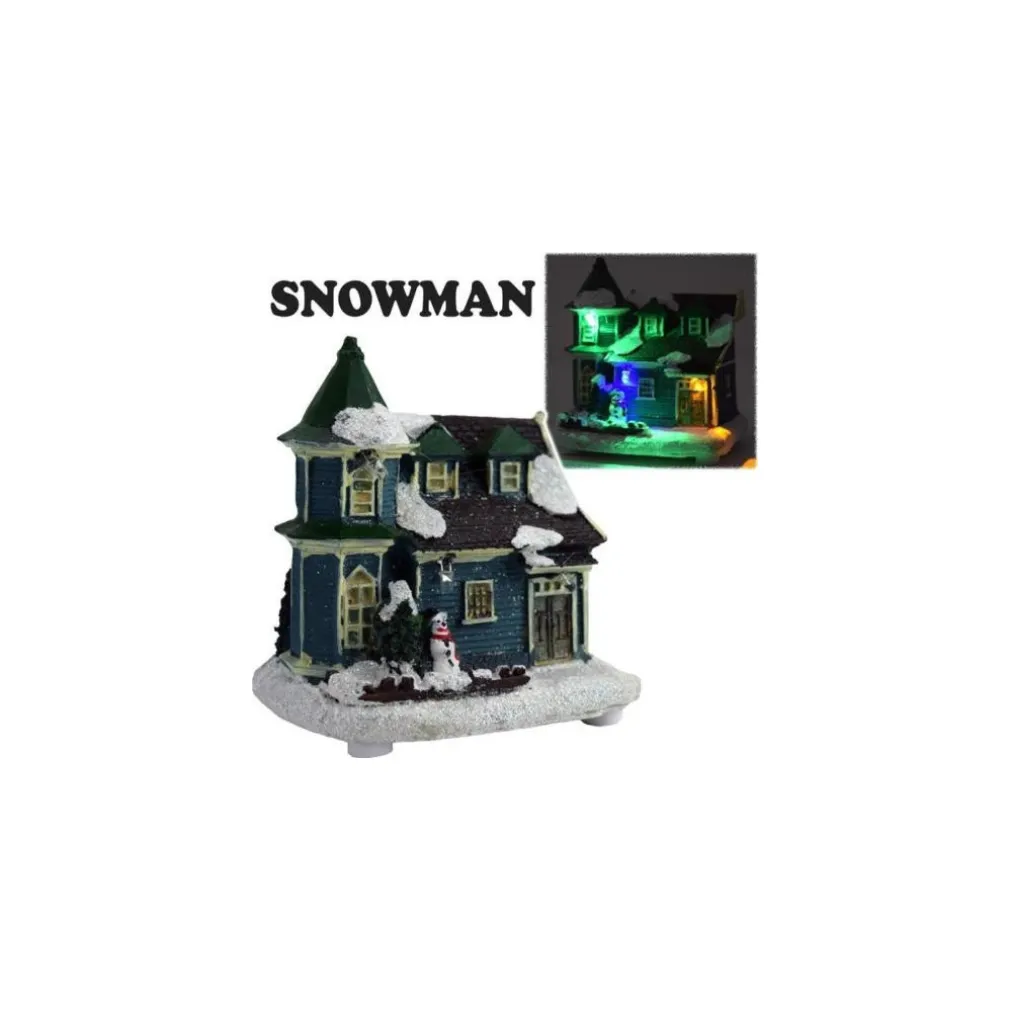 CASA NATALIZIA ILLUMINAZIONE A LED IN POLIRESINA SCENA NATALE MODELLO CASUALE