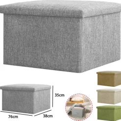 CASSAPANCA POUF CONTENITORE PIEGHEVOLE PANCA SGABELLO POGGIAPIEDI IN TESSUTO