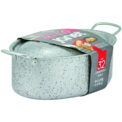 CASSERUOLA OVALE CON COPERCHIO 2 MANICI 32CM RIVESTIMENTO ANTIADERENTE 7 STRATI 042771M