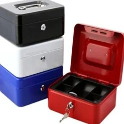 CASSETTA DI SICUREZZA IN FERRO PORTA VALORI PORTAMONETE CASSETTO 125X95X60 MM