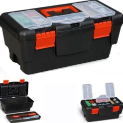 CASSETTA PORTA ATTREZZI PORTA UTENSILI IN PLASTICA CON 10 SCOMPARTI 50X30X22CM