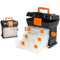 CASSETTA PORTA ATTREZZI PORTA UTENSILI IN PLASTICA CON CASSETTI 27X18X26,5CM