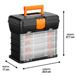 CASSETTA PORTA ATTREZZI PORTA UTENSILI IN PLASTICA CON CASSETTI 27X18X26,5CM