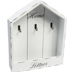 CASSETTA PORTACHIAVI DA PARETE IN LEGNO 3 POSTI SHABBY CON MENSOLA PORTALETTERE