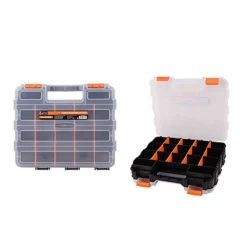 CASSETTA PORTAUTENSILI 34 SCOMPARTI DOPPIO LATO SCOMPARTI REGOLABILI ATTREZZI