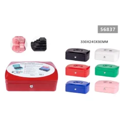 CASSETTA PORTAVALORI CASSAFORTE DI SICUREZZA IN METALLO CHIAVI 33X24X9 CM 56837