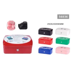 CASSETTA PORTAVALORI CASSAFORTE SICUREZZA IN METALLO CHIAVI 25 X 19 X 9 CM 56836