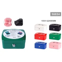 CASSETTA PORTAVALORI CASSAFORTE DI SICUREZZA IN METALLO CHIAVI 15X12X8 CM 56834