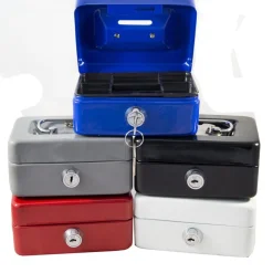 CASSETTA PORTAVALORI DI SICUREZZA PORTAMONETE BANCONOTE CON CHIAVE 200x160x90