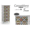 CASSETTIERA 5 CASSETTI COMODINO LEGNO DESIGN BIANCO MEDITERRANEO 40X31X95CM 829383