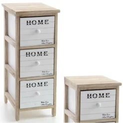 CASSETTIERA 3 CASSETTI H62 26X32CM BIANCA LEGNO NATURALE MODERNA PORTAOGGETTI