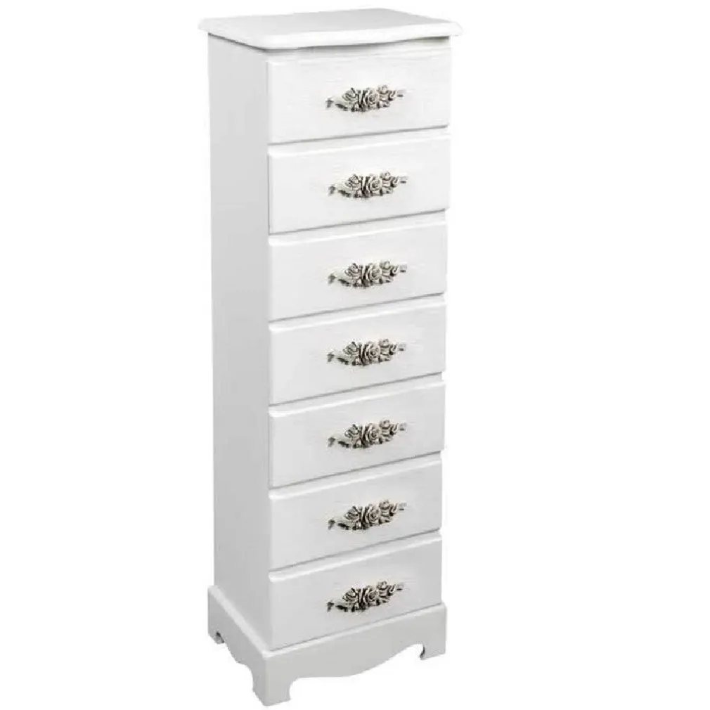 CASSETTIERA 7 CASSETTI SETTIMINO SLIM SALVASPAZIO SHABBY ROSE 89X29X23CM 574306