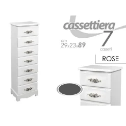 CASSETTIERA 7 CASSETTI SETTIMINO SLIM SALVASPAZIO SHABBY ROSE 89X29X23CM 574306