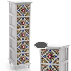 CASSETTIERA 5 CASSETTI SLIM DECORATA SALVASPAZIO SALOTTO CAMERA 98X26X32CM 829413