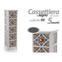 CASSETTIERA 5 CASSETTI SLIM DECORATA SALVASPAZIO SALOTTO CAMERA 98X26X32CM 829413
