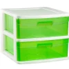 CASSETTIERA A 2 CASSETTI PIANI PER BRICOLAGE E USO DOMESTICO COLORE VERDE PVC
