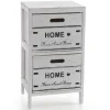 CASSETTIERA COMODINO HOME 2 CASSETTI LEGNO BIANCO ANTICATO 53X30X24CM SHABBY 787980