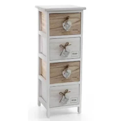 CASSETTIERA CUORE PENDENTE 4 CASSETTI IN LEGNO BICOLORE HOME 80X26X32CM 793387