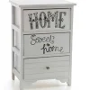 CASSETTIERA IN LEGNO BIANCO 3 CASSETTI 40X29X58CM DECORATA CON TESTO SWEET HOME