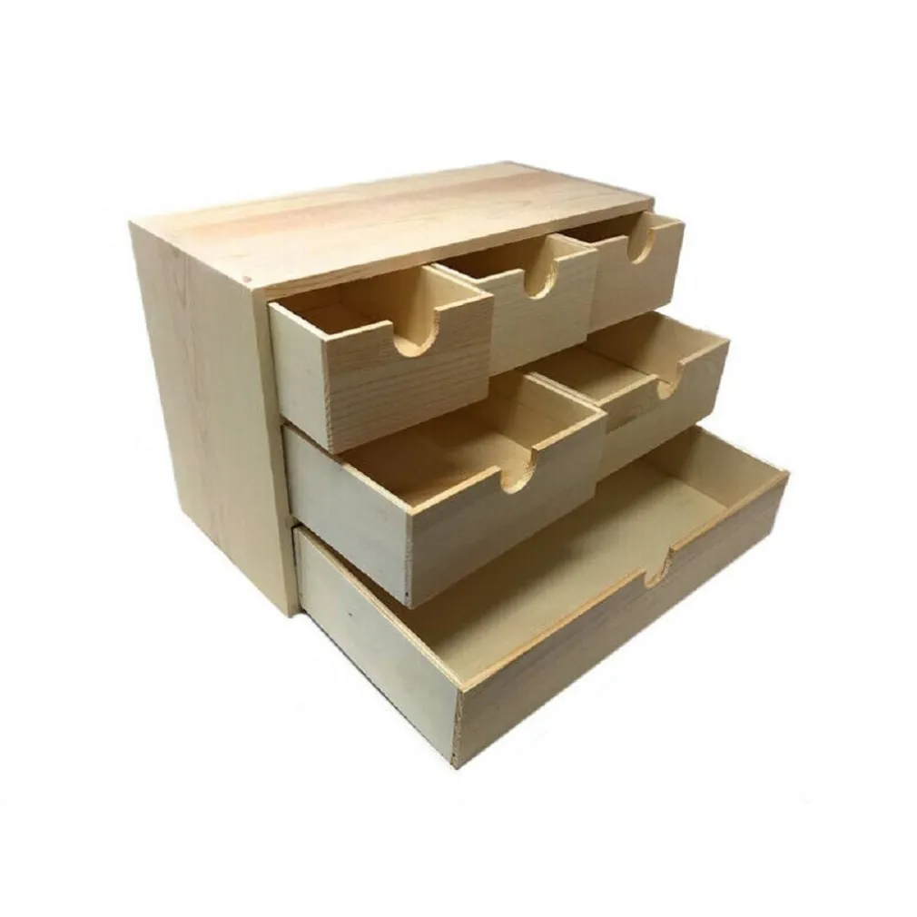 CASSETTIERA LEGNO PORTAGIOIE 6 CASSETTI SCATOLA COFANETTO GIOIELLI X DECOUPAGE