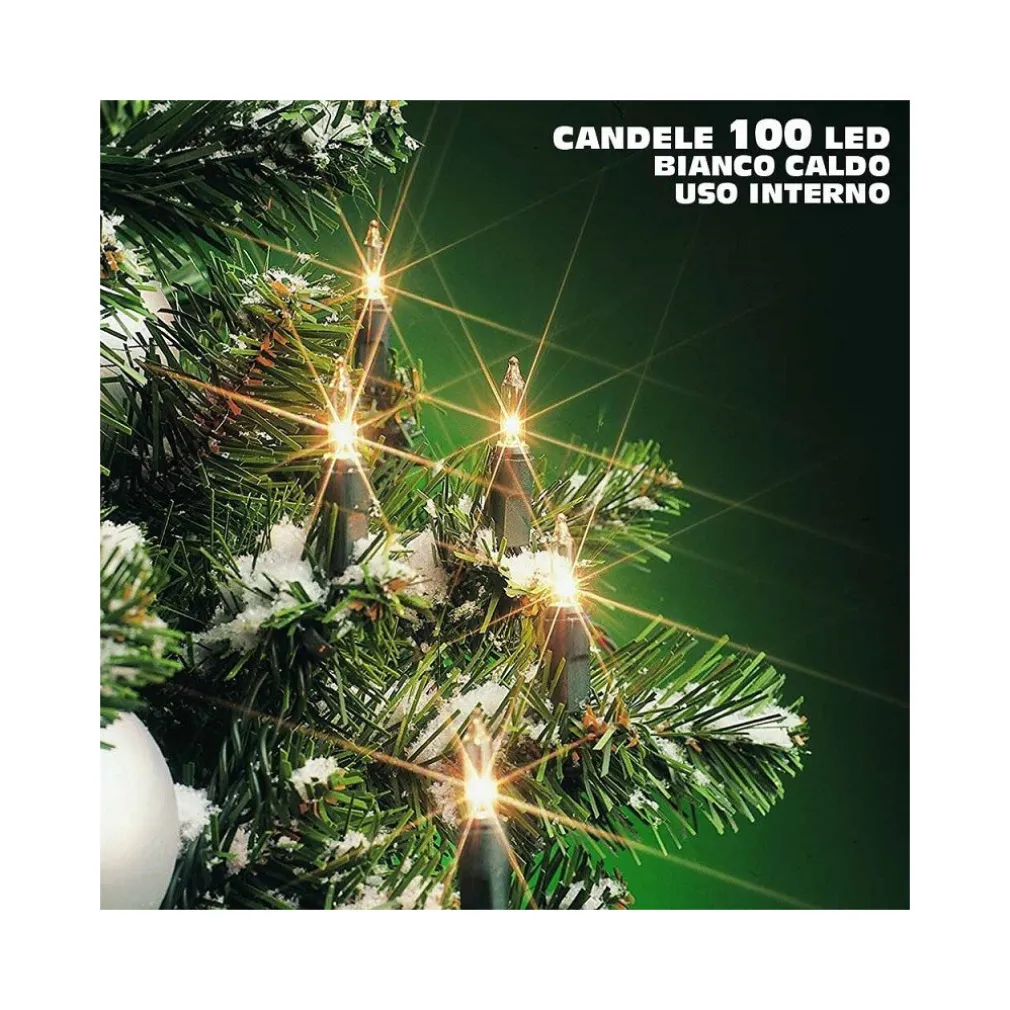 CATENA CANDELE NATALIZIE 100 LED BIANCO CALDO 942CM USO INTERNO DECORO NATALE