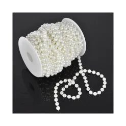 CATENA DECORATIVA NATALE PERLINE PLASTICA DECORAZIONE ALBERO BIANCA 10MMX3M
