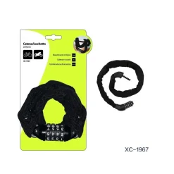 CATENA LUCCHETTO ANTIFURTO IN ACCIAIO RIVESTIMENTO IN NYLON COMBINAZIONE XC-1967