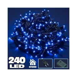 CATENA LUCI A LED LUMINOSA NATALIZIA 240 LED BLU CON 7 GIOCHI MINI LUCCIOLE