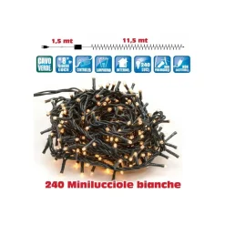 CATENA LUCI MINILUCCIOLE 240 LUCI 3 VIE BIANCO CALDO CON CONTROLLER 8 FUNZIONI