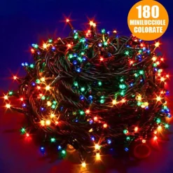 CATENA LUCI NATALIZIA 9 METRI 180 MINILUCCIOLE 3 VIE MULTICOLOR CON CONTROLLER