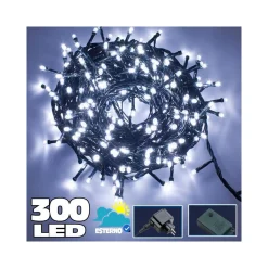 CATENA LUMINOSA 300 LED BIANCO FREDDO USO INTERNO CON CONTROLLER 8 FUNZ.