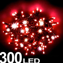 CATENA LUMINOSA 300 LED COLORE ROSSO USO INTERNO CON CONTROLLER 8 FUNZIONI
