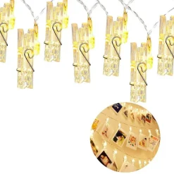 CATENA LUMINOSA 16 LED CON MOLLETTE GHIRLANDA STRINGA CLIP PER APPENDERE LE FOTO