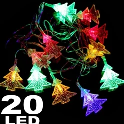 CATENA LUMINOSA 20 LED LUCI MULTICOLOR ALBERO A BATTERIA LAMPADINE LUCCIOLE