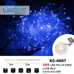CATENA LUMINOSA 300 LED MILLE PIEDI EFFETTO RAMO LUCE BLU A BATTERIA XC-4097