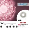 CATENA LUMINOSA 300 LUCI LED LUCCIOLE LUCE ROSA CAVO TRASPARENTE IP44 XC-3156