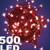 CATENA LUMINOSA 500 LUCI LED LUCCIOLE COLORE ROSSO CON CONTROLLER USO INTERNO