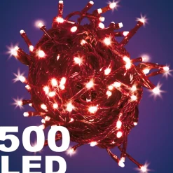 CATENA LUMINOSA 500 LUCI LED LUCCIOLE COLORE ROSSO CON CONTROLLER USO INTERNO