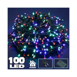 CATENA LUMINOSA 100 LUCI LED LUCCIOLE MULTICOLOR CON CONTROLLER 8 FUNZIONI