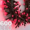 CATENA LUMINOSA 600 LUCI LED LUCCIOLE COLORE ROSSO CON CONTROLLER USO INTERNO