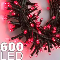CATENA LUMINOSA 600 LUCI LED LUCCIOLE COLORE ROSSO CON CONTROLLER USO INTERNO